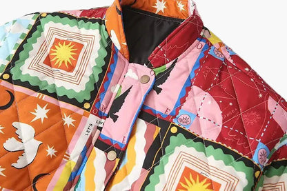 Women's Patchwork Vintage Bomber Jacket – Fashionable Casual Jacket in Retro Style