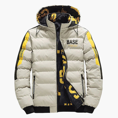 Men's Winter Quilted Jacket BASE Streetwear Hoodie Transitional Jacket Casual