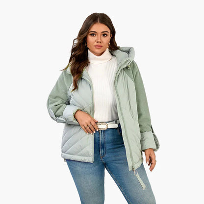 Damen Steppjacke mit Kapuze – Modische Übergangsjacke für den Alltag und Freizeit – Plus Size