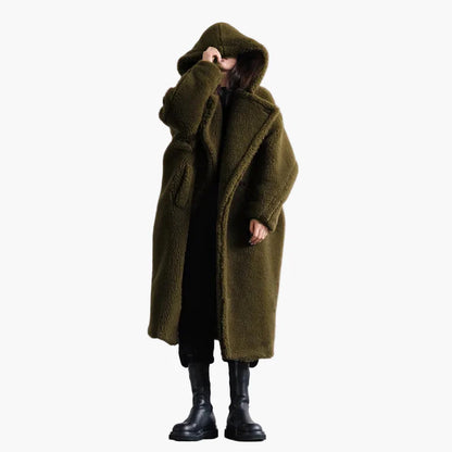 Women's Oversize Teddy Coat with Hood – Urban Winter Style, Casual Outdoor Jacket