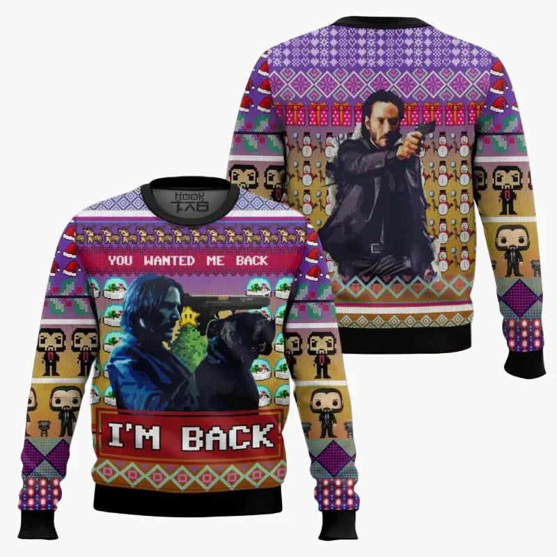 Herren Weihnachtspullover Lustig John Wick Ugly Christmas Sweater – It's Beginning to Look a Lot Like Wick-Mas