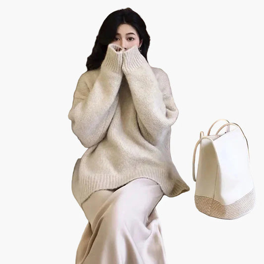 Women's Oversize Knit Sweater in Retro Style for Autumn and Winter – Fashionable Everyday Sweater with Loose Fit