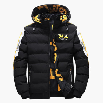 Men's Winter Quilted Jacket BASE Streetwear Hoodie Transitional Jacket Casual