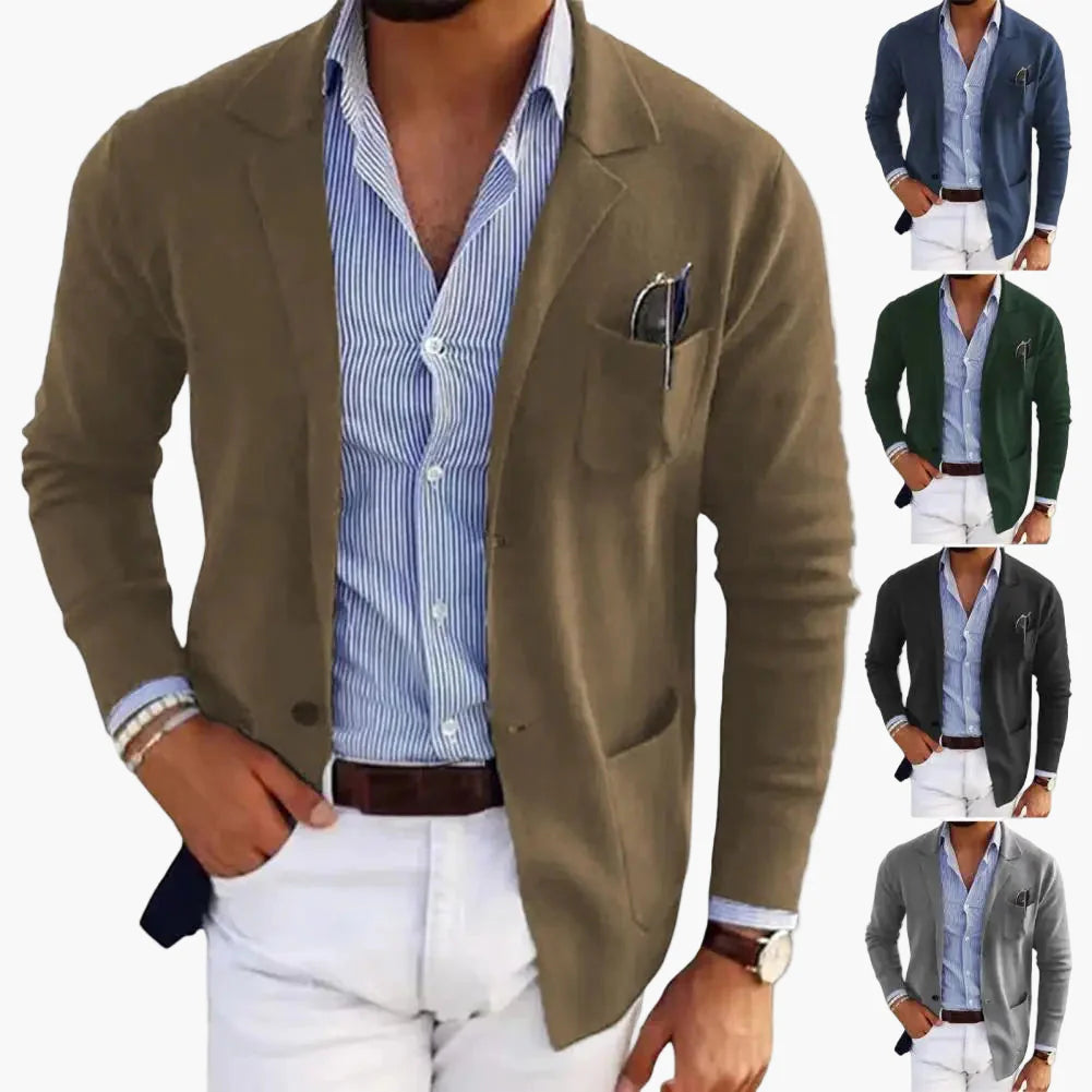 Herren Blazer Modern Einreiher Business Freizeitjacke mit Revers und Taschen