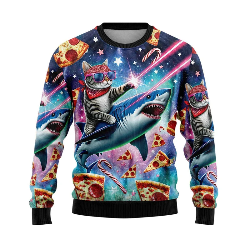 Herren Weihnachts-Pullover Hip-Hop Santa Ugly Christmas Sweater – Lustiger Party Pullover für Weihnachten