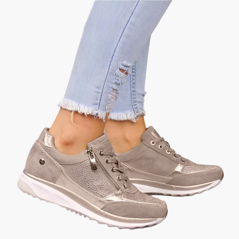Damen Sneaker für Alltag und Freizeit – Modische Plattform-Sneaker mit Reißverschluss und Komfortsohle