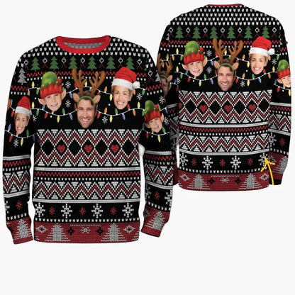 Unisex Ugly Christmas Sweater mit Foto-Print – Lustiger Weihnachts-Pullover für Familie & Freunde