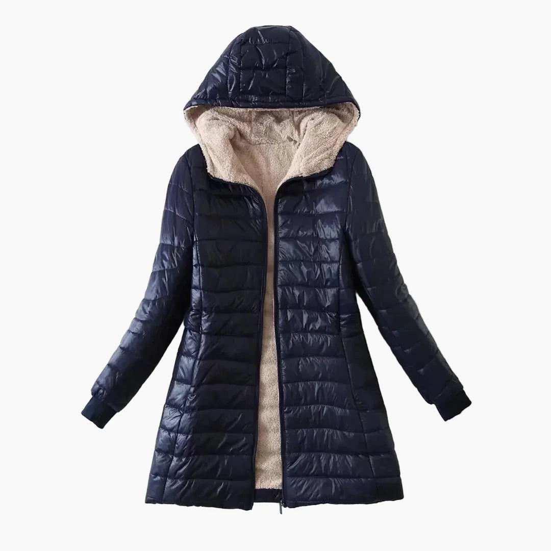 Women's quilted coat with hood – Elegant winter coat for everyday and leisure use