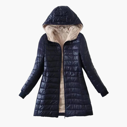 Women's quilted coat with hood – Elegant winter coat for everyday and leisure use
