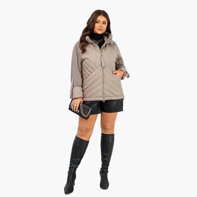 Damen Steppjacke mit Kapuze – Modische Übergangsjacke für den Alltag und Freizeit – Plus Size