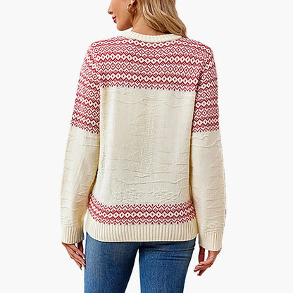 Women's Christmas Sweater Crew Neck Long Sleeve Winter Festive Norwegian Style