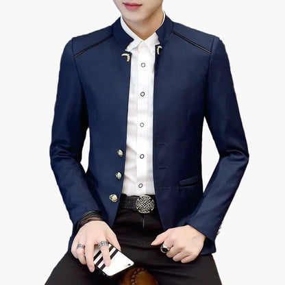 Herren Modernes Blazer Sakko mit Stehkragen – Eleganter Freizeit- und Party-Look