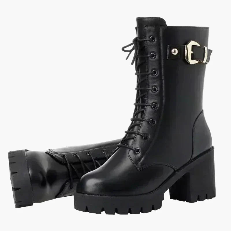 Damen Winter Stiefeletten mit Absatz und Schnürung – Warm Gefütterte Fashion Boots