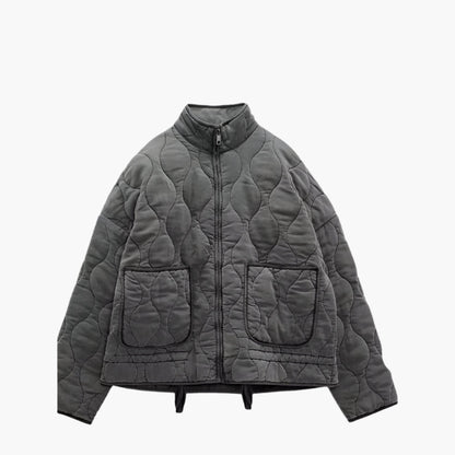 Women's Oversize Quilted Jacket with Pockets and Zipper – Fashionable Winter Jacket 2024