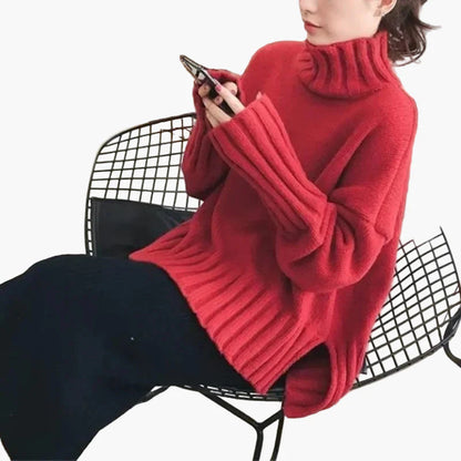 Women's Sweater in Korean Style with Stand-up Collar for Autumn and Winter – Casual Oversize Look