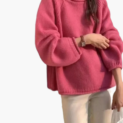 Women's Sweater Loose Basic Knit Sweater in French Style – Fashionable Casual Look for Everyday and Office