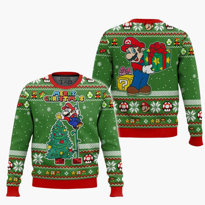 Herren Ugly Christmas Sweater – Retro Gamer Pixel Mario Pullover für Weihnachten & Gaming-Fans
