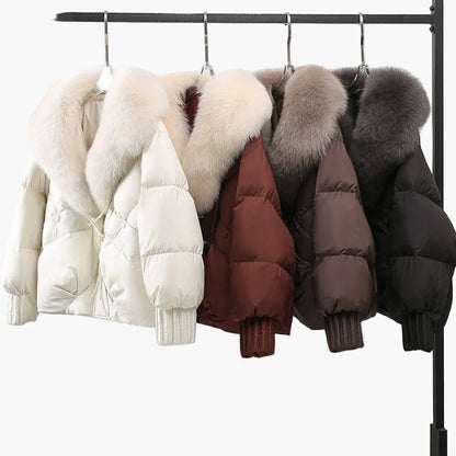 Women's winter jacket with large collar – Elegant, warm quilted jacket for everyday and leisure use