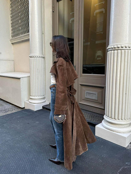 Damen Trenchcoat Lang Klassisch Eleganter Stil für Alltag und besondere Anlässe