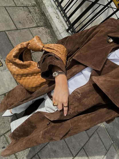 Damen Trenchcoat Lang Klassisch Eleganter Stil für Alltag und besondere Anlässe