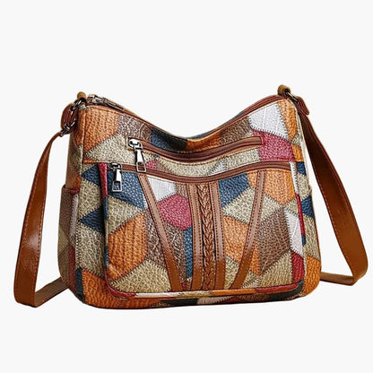 Women's Patchwork Shoulder Bag Vintage Style – Fashionable Shoulder Bag for Everyday and Leisure