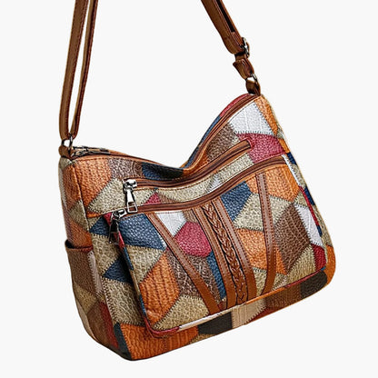 Women's Patchwork Shoulder Bag Vintage Style – Fashionable Shoulder Bag for Everyday and Leisure