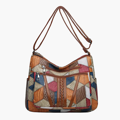 Women's Patchwork Shoulder Bag Vintage Style – Fashionable Shoulder Bag for Everyday and Leisure