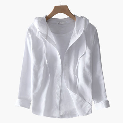 Damen -Baumwoll Bluse mit Kapuze – Klassisch, Leicht & Vielseitig
