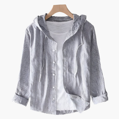 Damen -Baumwoll Bluse mit Kapuze – Klassisch, Leicht & Vielseitig