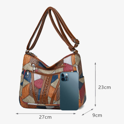 Women's Patchwork Shoulder Bag Vintage Style – Fashionable Shoulder Bag for Everyday and Leisure