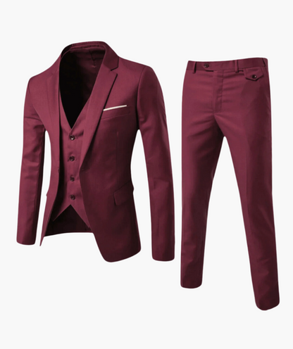Herren 3-Teiliges Business Anzugset – Klassischer Eleganter Anzug für Hochzeit, Büro & Feste