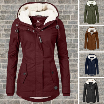 Women's winter parka with sherpa lining – fashionable hooded coat for cold days