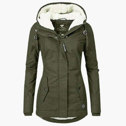Women's winter parka with sherpa lining – fashionable hooded coat for cold days