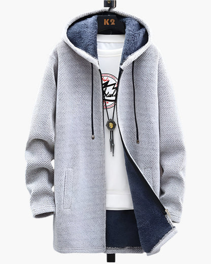 Herren Übergangsjacke mit Kapuze – Modischer Freizeitmantel mit Fleece-Futter, ideal für Herbst und Winter