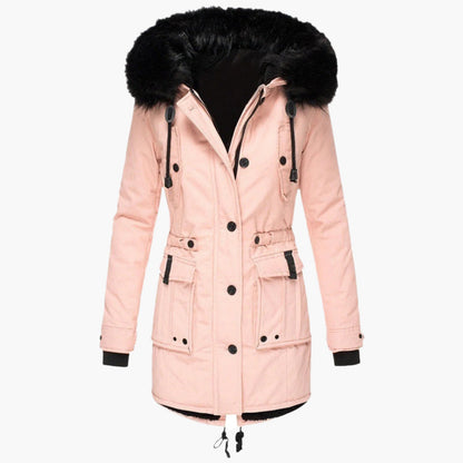 Damen Winterparka mit Kunstpelzkapuze – Stilvolle Outdoorjacke für kalte Tage