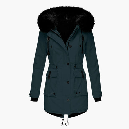 Damen Winterparka mit Kunstpelzkapuze – Stilvolle Outdoorjacke für kalte Tage
