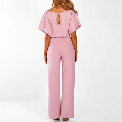 Damen Eleganter Jumpsuit mit Gürtel – Weites Bein, Perfekt für Feiern & Events