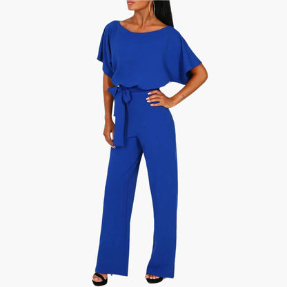 Damen Eleganter Jumpsuit mit Gürtel – Weites Bein, Perfekt für Feiern & Events