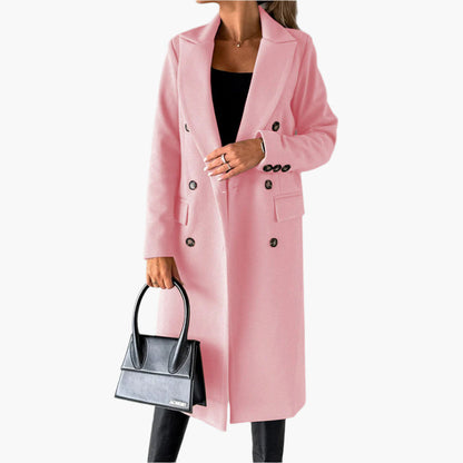 Damen Eleganter Mantel – Zweireihiger Wintermantel für stilvolle Outfits und Business-Looks