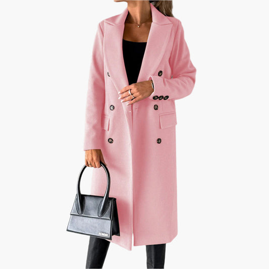 Damen Eleganter Mantel – Zweireihiger Wintermantel für stilvolle Outfits und Business-Looks