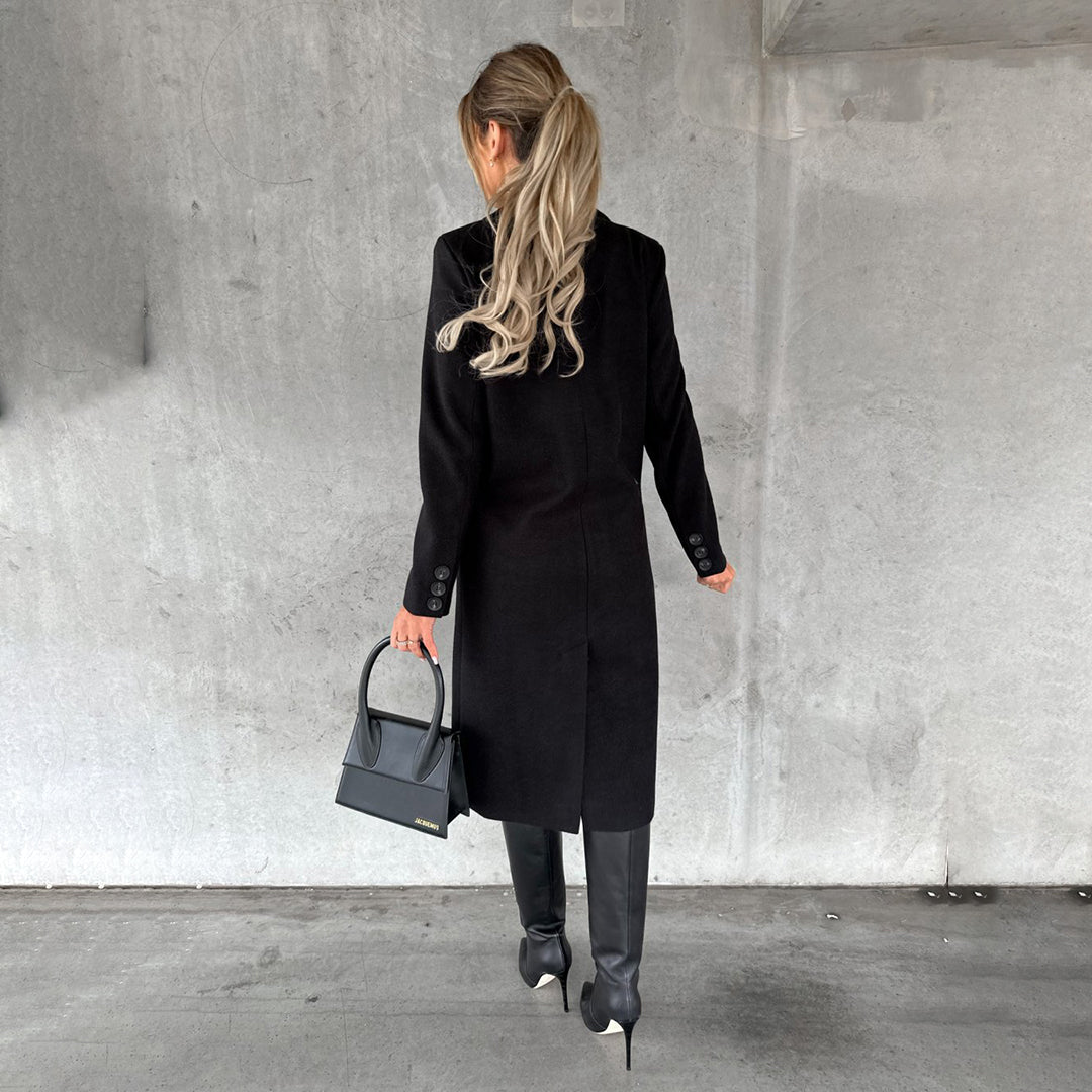 Damen Eleganter Mantel – Zweireihiger Wintermantel für stilvolle Outfits und Business-Looks
