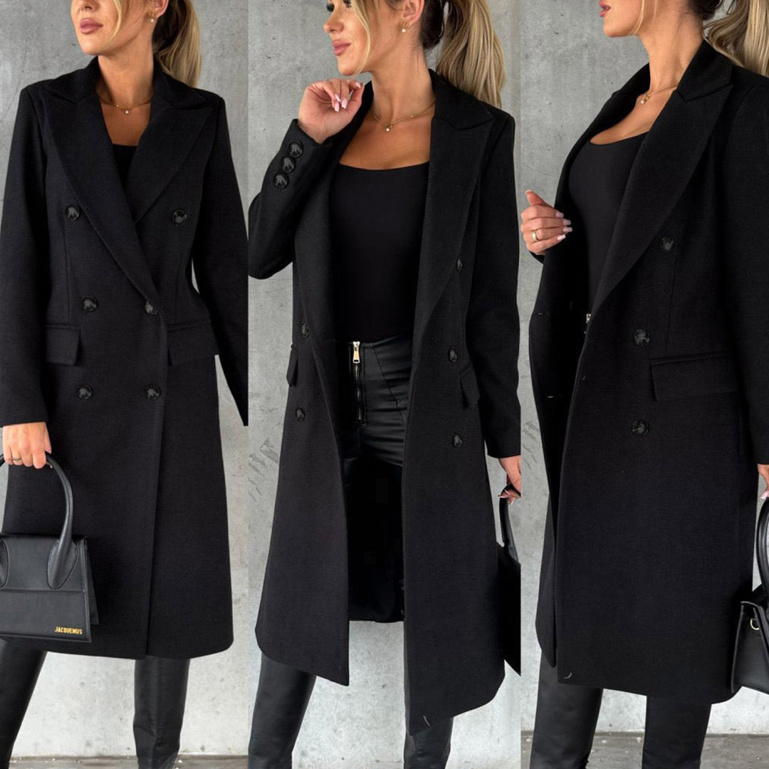 Damen Eleganter Mantel – Zweireihiger Wintermantel für stilvolle Outfits und Business-Looks