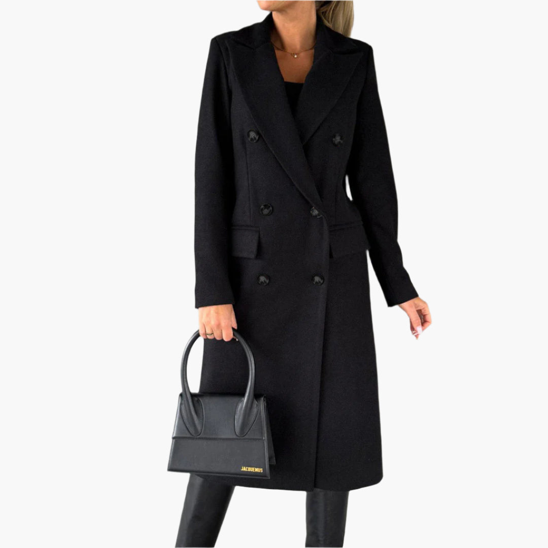 Damen Eleganter Mantel – Zweireihiger Wintermantel für stilvolle Outfits und Business-Looks