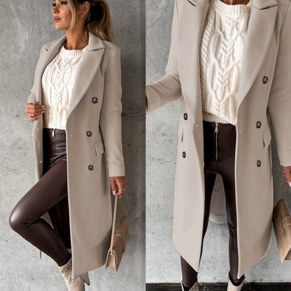 Damen Eleganter Mantel – Zweireihiger Wintermantel für stilvolle Outfits und Business-Looks