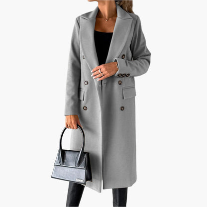Damen Eleganter Mantel – Zweireihiger Wintermantel für stilvolle Outfits und Business-Looks