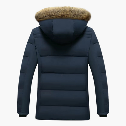 Men's winter parka with hood and faux fur – stylish outdoor jacket for cold days