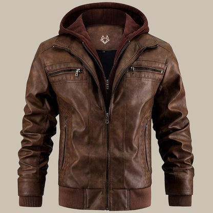 Men's biker jacket with hood – urban streetwear for leisure & everyday use
