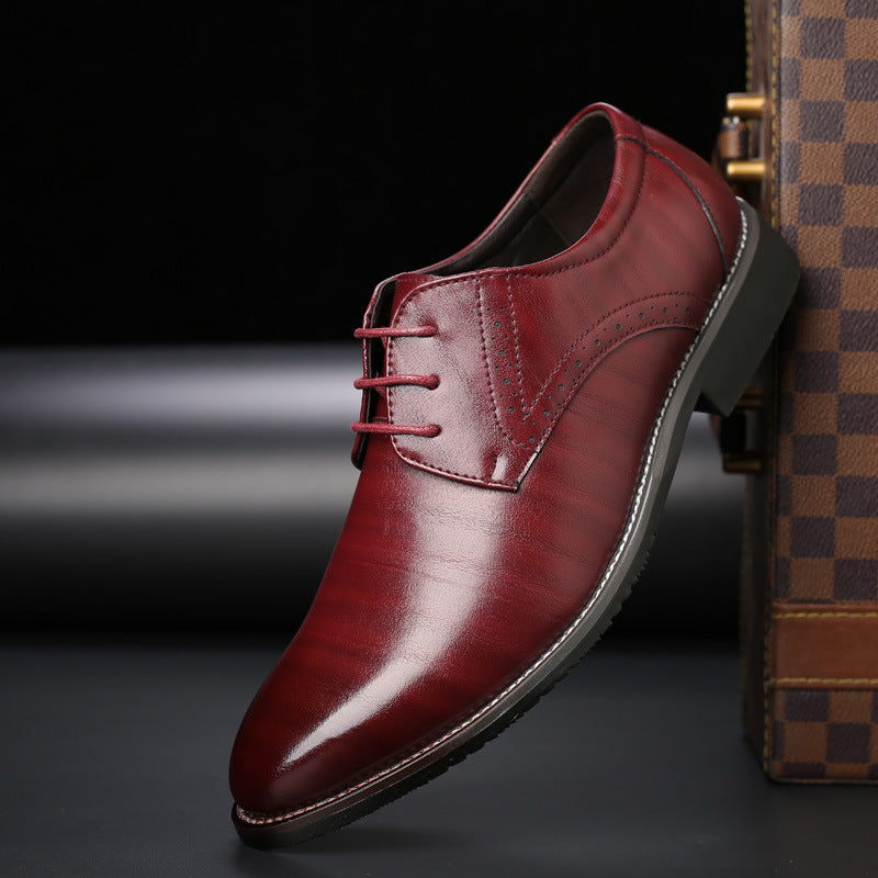Men's Business Lace-up Shoes with Brogue Details – Elegant Shoes for Office and Festive Occasions