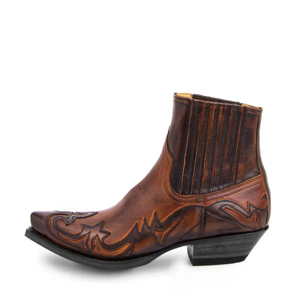 Men's Western Cowboy Ankle Boots – Classic Pointed Boots for Everyday and Party