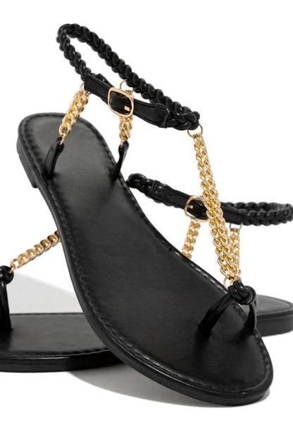 Faith – Runde Zehenflache Sandalen mit Metallkette in Übergrößen für Damen